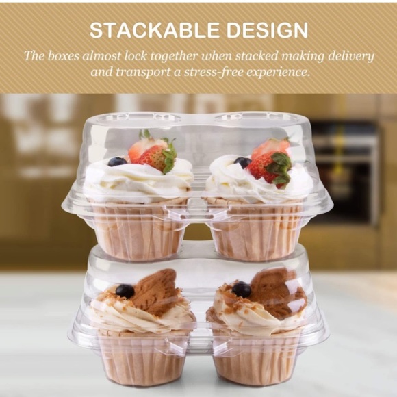 ❤️ 3/$35 Boxes-Stackable Regular Cupcake Carrier Holder,Containers Muffins - Picture 3 of 5